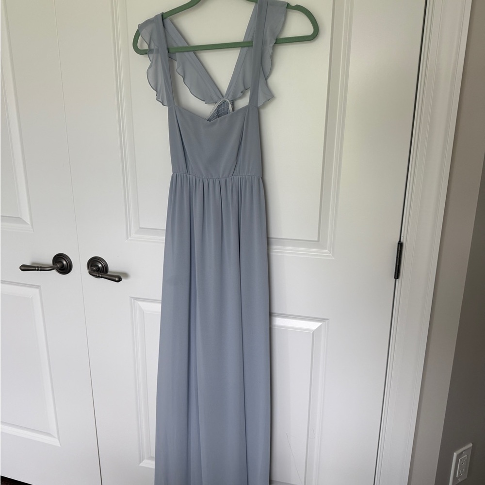 Show Me Your MuMu Steel Blue Chiffon Maxi Dress, Size M